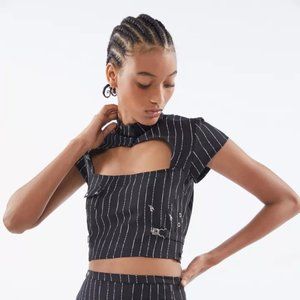 I.AM.GIA ‘Fran’ Black Pinstripe Top in Medium